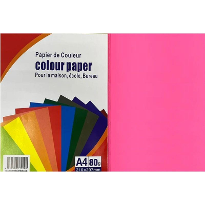 Бумага цветная A4 Colour Paper 80г неон фуксия 100л