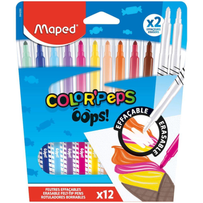 Фломастеры стираемые 10цв Maped Color'peps 'Oops' в картонной коробке