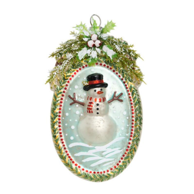 Овал 8х13см 'Лесной снеговичек' стекло