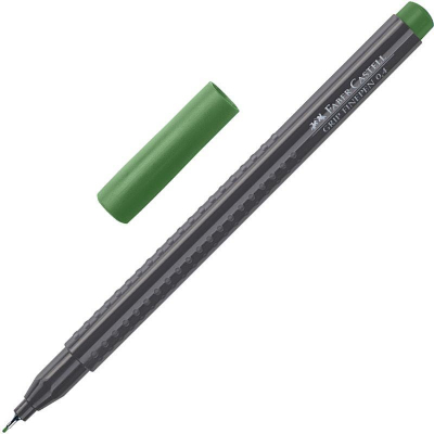 Ручка капиллярная Faber-Castell 'Grip Finepen' 0.4мм трехгранный корпус оливковая