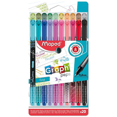 Ручки капиллярные Maped Graph'Peps Deco 20цв 0.4мм трехгранный корпус