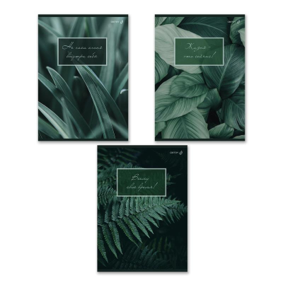 Тетрадь A4&nbsp;&nbsp;48л клетка на скрепке Светоч картонная обложка 'Малахитовая симфония' 3 дизайна