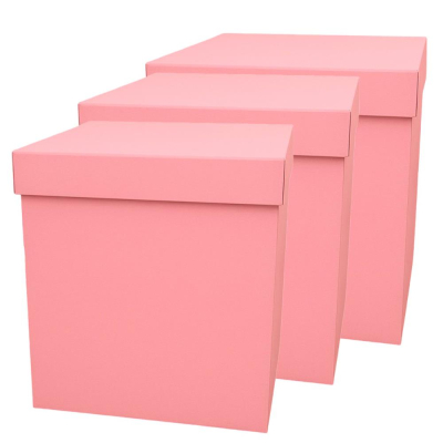 Коробка для шаров 70х70х70см Сюрприз розовая