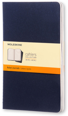 Записная книжка A5  40л линейка Moleskine® Cahier Large 3шт картонная обложка синяя