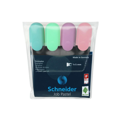 Текст-маркеры Schneider Job Pastel  1-5.0мм 4цв в блистере