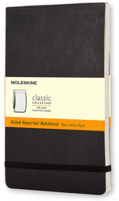 Записная книжка A5  96л линейка Moleskine® Reporter Soft Large мягкая обложка на резиновой застежке черная
