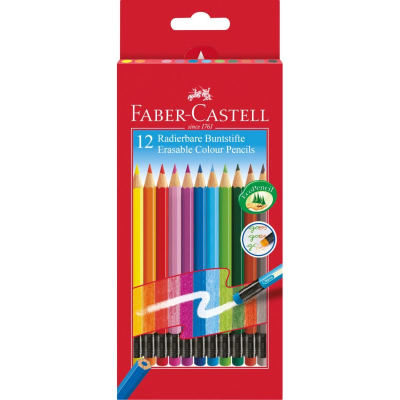 Карандаши  12цв Faber-Castell с ластиками в картонной коробке