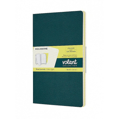 Записная книжка A5  48л линейка Moleskine® Volant Large мягкая обложка 2шт зеленая/желтый цитрон