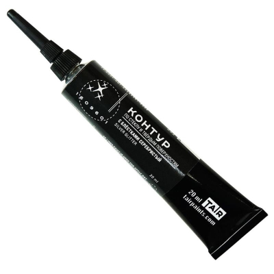 Контур акриловый по стеклу/твёрдым поверхностям с блёстками Таир серебристый 20мл