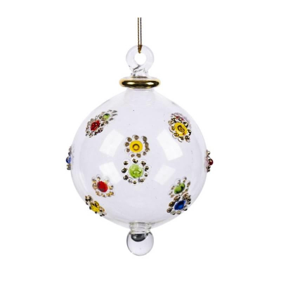 Шар  80мм прозрачный с цветными вставками стекло VALMA