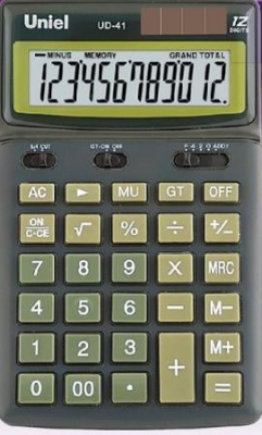 Калькулятор настольный Uniel 12 разрядов DP GT регулируемый дисплей 106x173x26мм 210г зеленый корпус