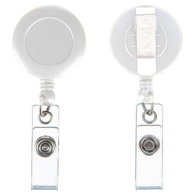 Рулетка для бэйджа/ID-карты Deli 80см с клипом белая