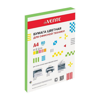 Бумага цветная A4 deVENTE  75г неон зеленая 100л