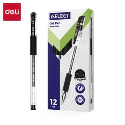 Ручка гелевая Deli 0.5мм 'iSelect' с резиновой манжетой черная