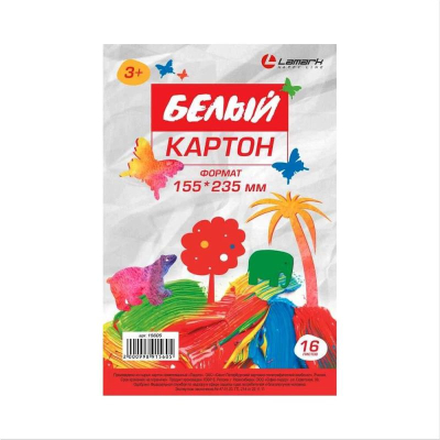 Картон белый немелованный A5+  23х15см 16л  350г/м² Lamark в папке
