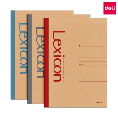 Тетрадь A5&nbsp;&nbsp;50л линейка на сшивке Deli картонная крафт-обложка 'Lexicon' 3 цвета ассорти