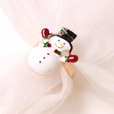 Кольцо для салфеток 'Снеговик в варежках' 4см металл