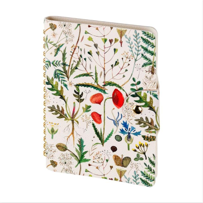 Ежедневник B6 BrunoVisconti® 272стр тонированный блок гибкая обложка искусственная кожа на кнопке 'Flora' Луговые травы