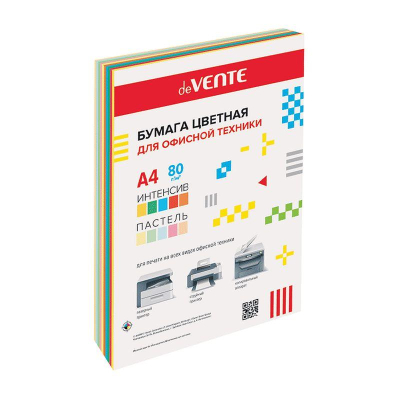 Бумага цветная Mix A4 deVENTE  80г Яркие цвета/Пастельные цвета  10цв х 10л