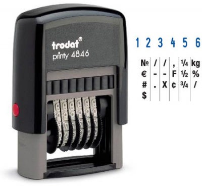 Нумератор автоматический  6 разрядов 4мм с дополнительными символами Trodat Printy 4846