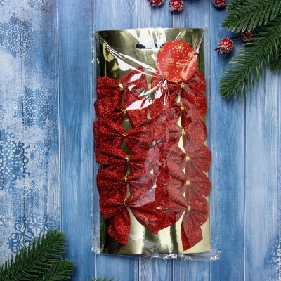 Бант  4.5см текстиль красный 12шт