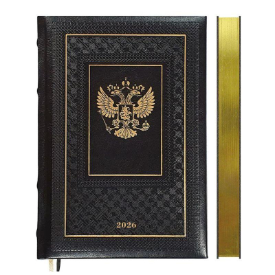 Ежедневник 2026 A5 deVENTE 'Symbol' 336стр тонированный блок твердая обложка с поролоном искусственная кожа черный