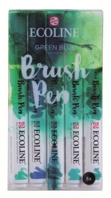 Маркеры акварельные Royal Talens Ecoline Brush Pen  5цв оттенки зелено-голубые