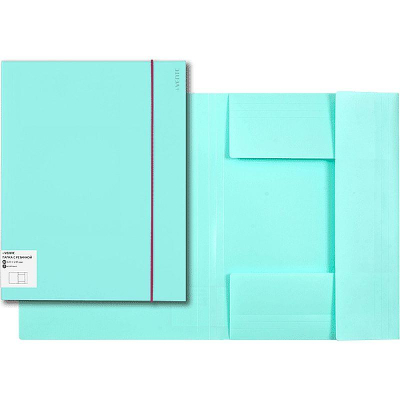Папка с резиновой застежкой пластиковая A4 до 300л с 3 клапанами deVENTE 'Pastel' бирюзовая