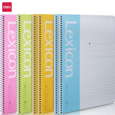 Тетрадь A4&nbsp;&nbsp;80л линейка на спирали Deli картонная обложка 'Lexicon' 4 цвета ассорти