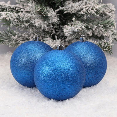 Шар 100мм синий 'Блеск' пластик 3шт