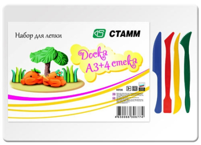 Доска для лепки 42х30см СТАММ +4 стека пластиковая белая