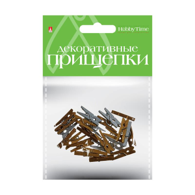 Прищепки декоративные деревянные Hobby Time h-2.5см 20шт 'Металлизированные цвета'