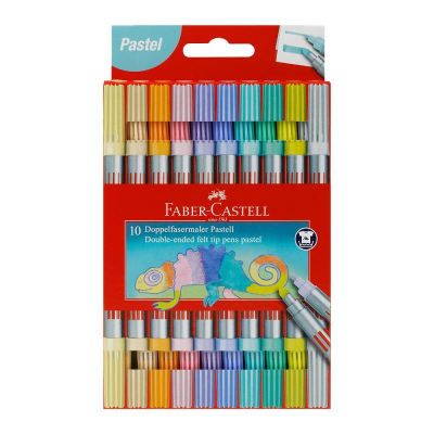 Фломастеры двусторонние 10цв Faber-Castell 'Pastel' в картонной коробке