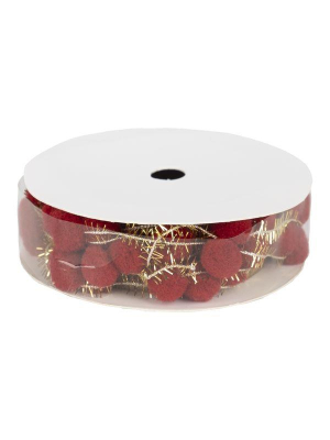 Гирлянда 200см с красными помпонами