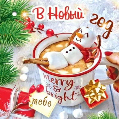 Бирка для упаковки картонная 70х70мм 'В Новый год Тебе' 