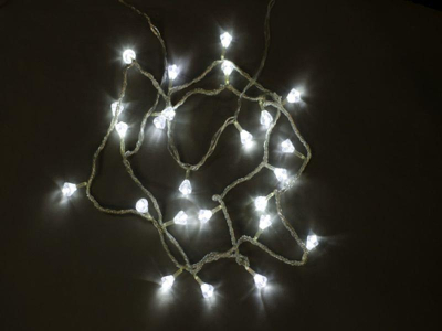 Электрогирлянда&nbsp;&nbsp;2.4м Кристаллы 24 белых LED огня прозрачный провод