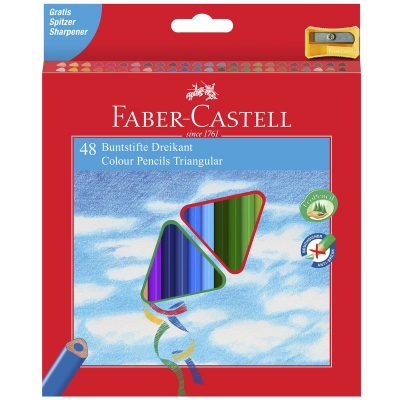 Карандаши  48цв Faber-Castell 'Ecopen' трехгранные с точилкой в картонной коробке