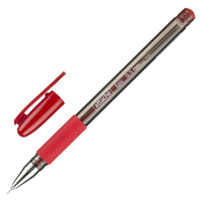 Ручка гелевая Attache 0.5мм 'Epic' с резиновой манжетой игольчатый стержень красная