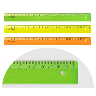 Линейка пластиковая  30см СТАММ Neon цвета ассорти