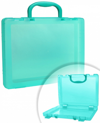 Портфель-кейс A4+  35х25х5см СТАММ пластиковый  тонированный зеленый