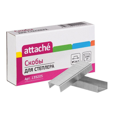 Скобы №24/ 6  1000шт Attache