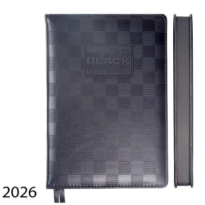 Ежедневник 2026 A5 deVENTE 'Total Black' Квадрат 336стр твердая обложка с поролоном искусственная кожа черный