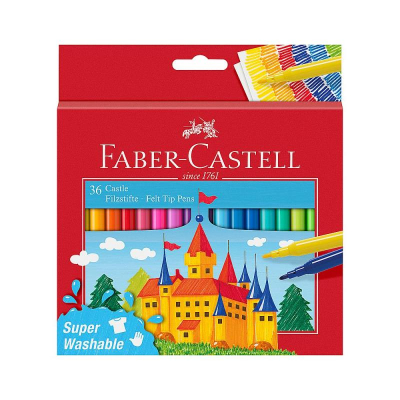 Фломастеры  36цв Faber-Castell 'Замок' SuperWashable в картонной коробке