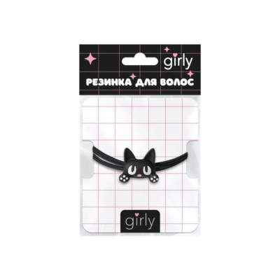 Резинка для волос GIRLY 'Котик' черная