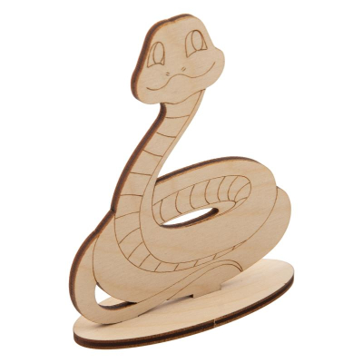 Заготовка для росписи деревянная Фигурка 'Змея' Mr. Carving 7х9х2.3см на подставке фанера