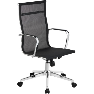 Кресло руководителя EasyChair 710T хромированная крестовина сетчатая спинка черное