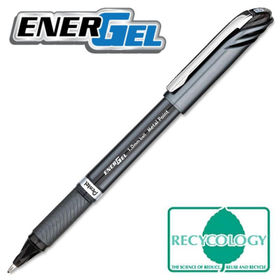 Ручка гелевая Pentel 1.0мм EnerGel с резиновой манжетой  одноразовая черная