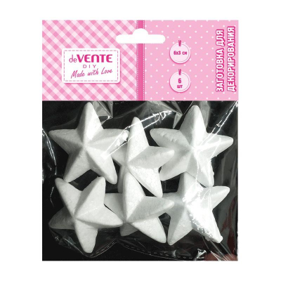 Заготовка для декорирования из пенопласта deVENTE 'Звезда'  6х6х3см 6шт
