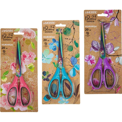 Ножницы 20см deVENTE 'Bloom Garden' с резиновыми вставками 3 дизайна в блистере