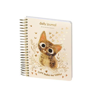 Ежедневник A6 BrunoVisconti® 'Cute diary' 272стр твердая обложка на спирали 'Love me' Милый котик